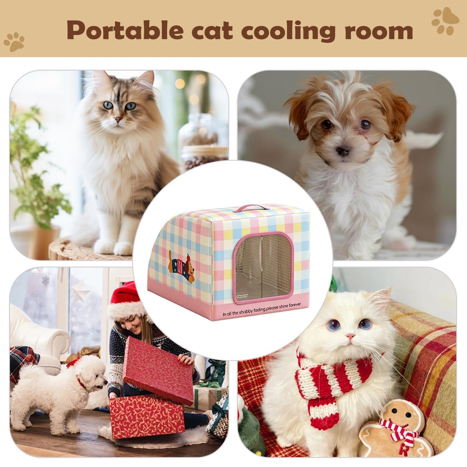 Kühlendes Katzenhaus - Isoliertes tragbares Bett mit Griff | Sommer Katzenhaus,für Haustiere draußen, im Schlafzimmer, Wohnzimmer, auf Balkon, Terrasse, im Garten, Hof, Bauernhof