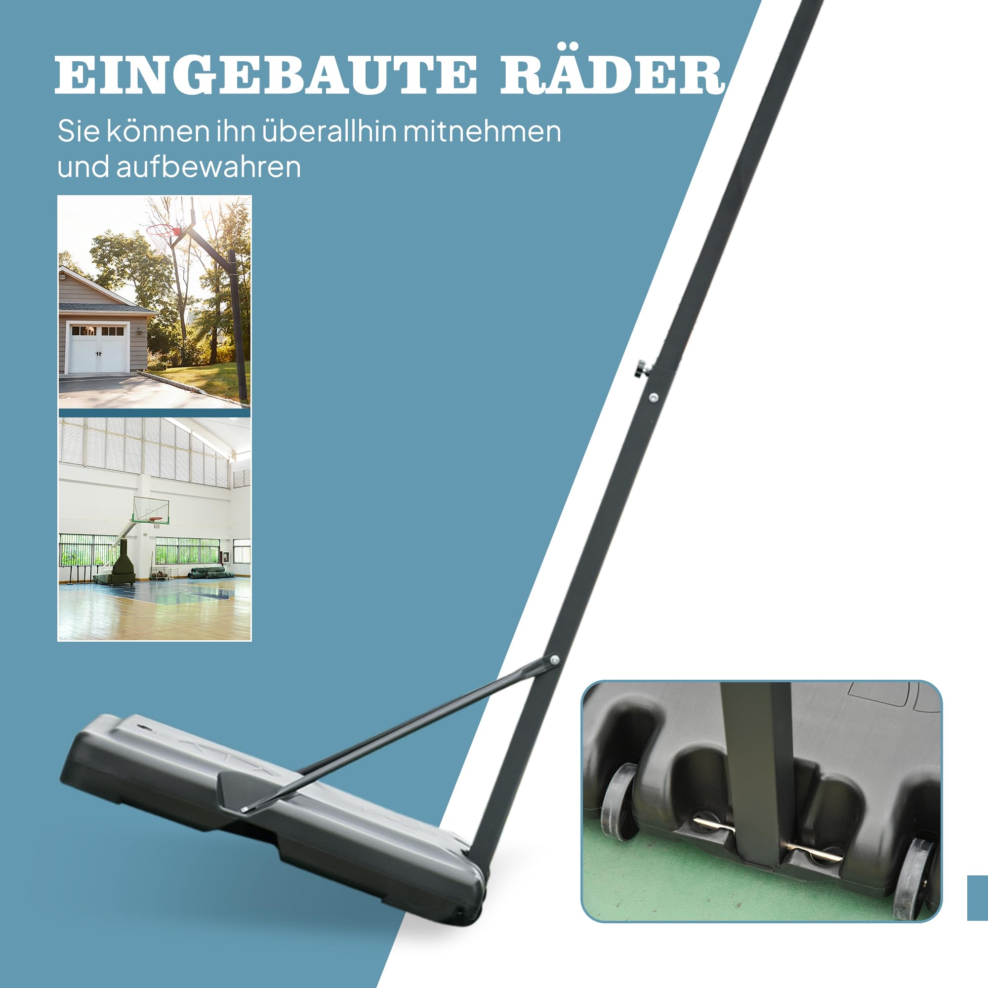 HOMCOM Basketballkorb Outdoor mit Ständer Höhenverstellbar 255–305cm
