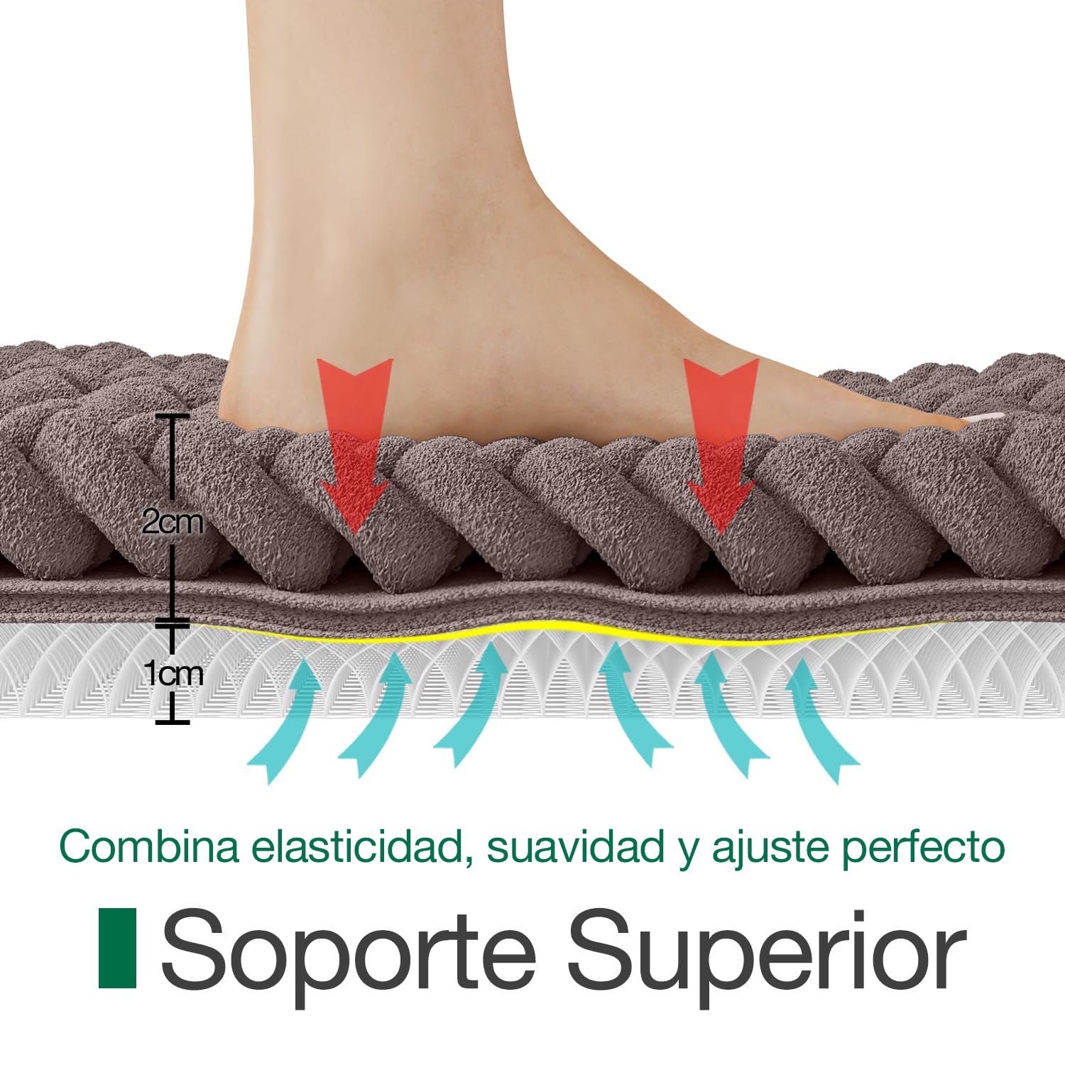 LUMI Alfombra de Baño Antideslizante de Chenilla, Extra Suave y Mullida, Súper Absorbente, Secado Rápido, Lavable a Máquina, para Ducha y Cuarto de Baño, Marrón, 60 x 110 cm