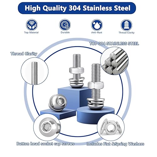 Miniatura 3 de Kit surtido de tornillos métricos, 1085 piezas, M3 M4 M5 M6 Kit de tornillos y tuercas de cabeza de botón hexagonal, kit de tornillos y tuercas de
