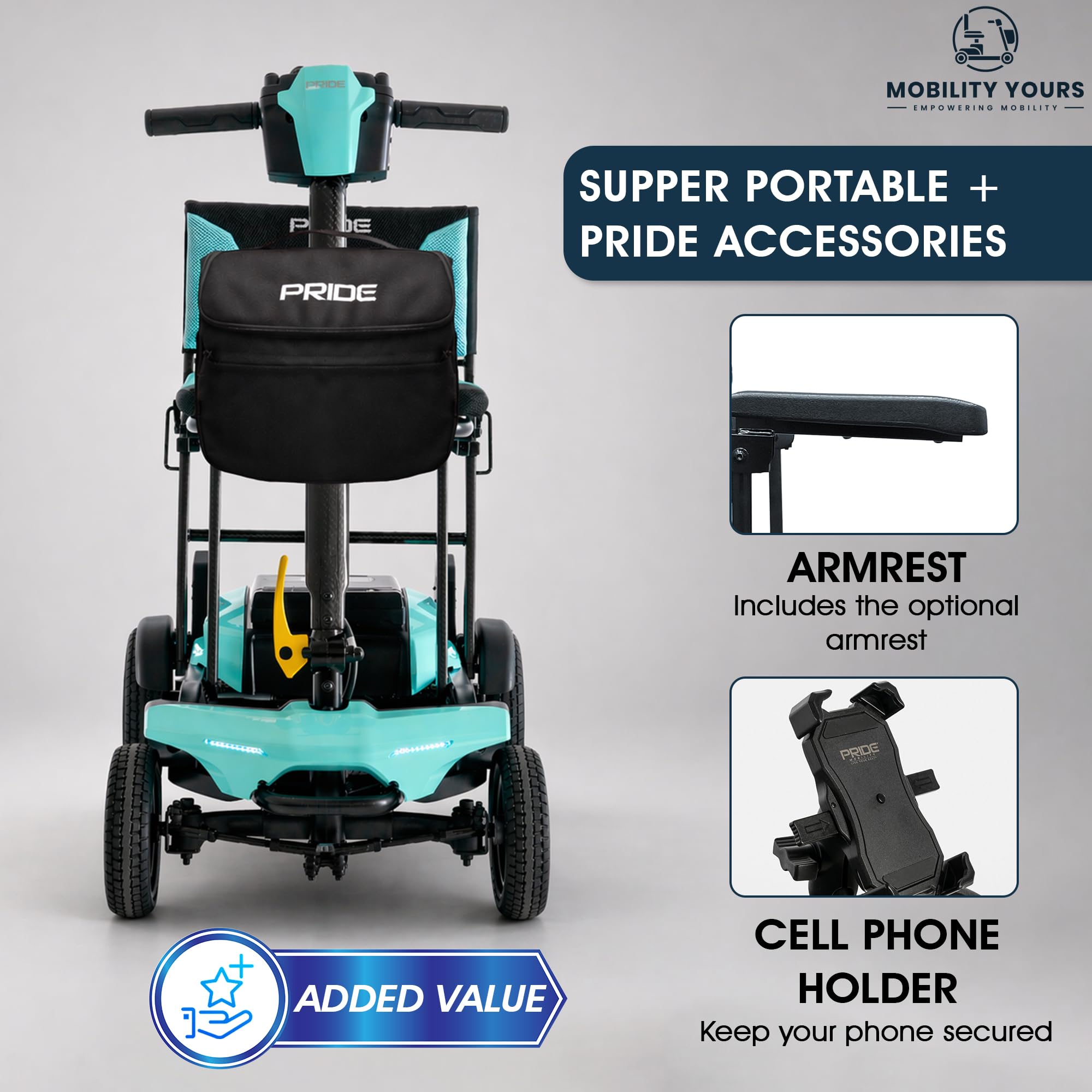 Pride Go Go - Scooter súper portátil + kit de actualización de viaje