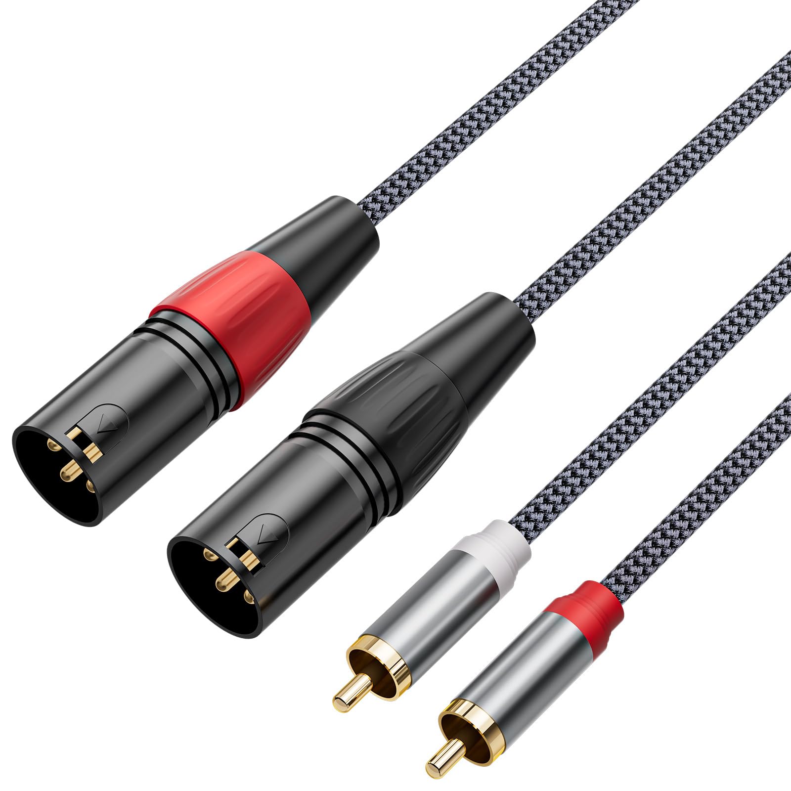 Câble RCA vers XLR, 2 RCA mâles vers 2 XLR mâles, connexion audio stéréo Hi-Fi, câble de microphone – 3 mètres