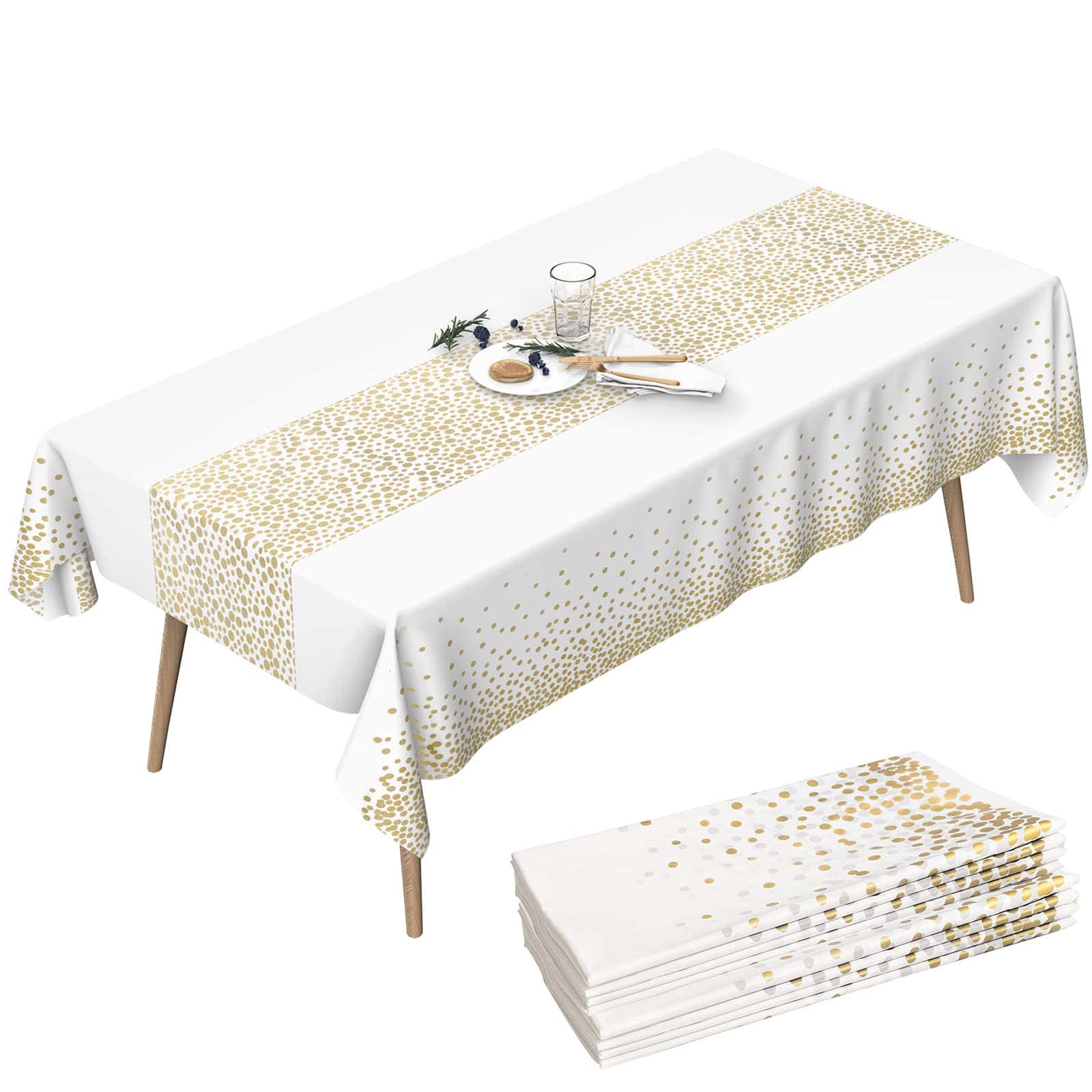 Newthinking 108x 54inch Disposable Party Table Cloth, 4 Pack Disposable Plastic Tablecover, Party Table Cloths for Rectangle Tables Parties, Picnic, Wedding