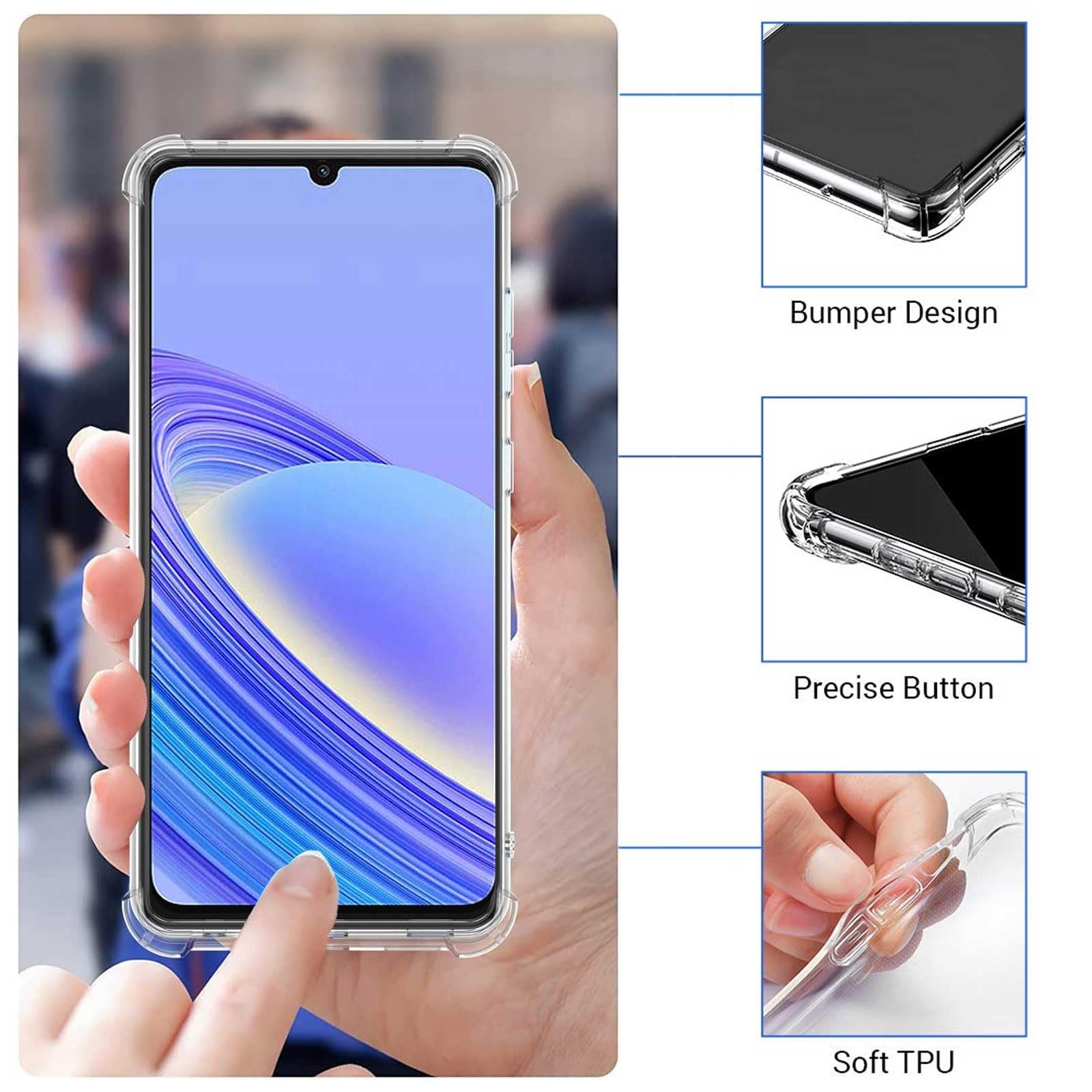 JDXHFF Cover Compatibile con TCL 405 / TCL 406 / TCL 408 / TCL 406S (6.6) e 2 Pezzi Pellicola Protettiva in Vetro Temperato - Trasparente Morbido Silicone Custodia Protettivo TPU Protezione Case