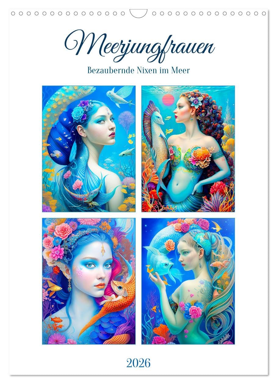 Mermaids. Enchanting mermaids in the sea UK-Version (Wall Calendar 2026 DIN A3 Portrait), CALVENDO 12 Month Wall Calendar — image 1
