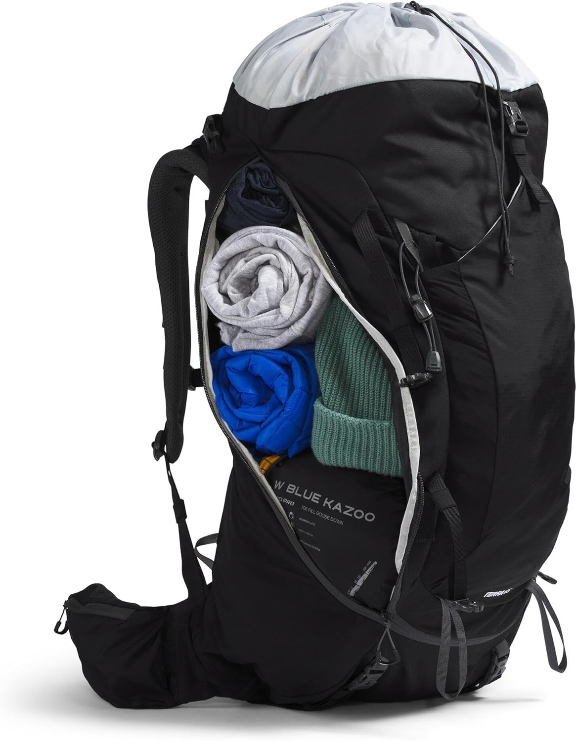 The North Face Terra 65 Backpack - Unisex Hiking Pack, Cinch-Top Opening with Zipper, Pole & Ice Axe Attachments, TNF Black/Asphalt Grey-NPF, Large/X-Large