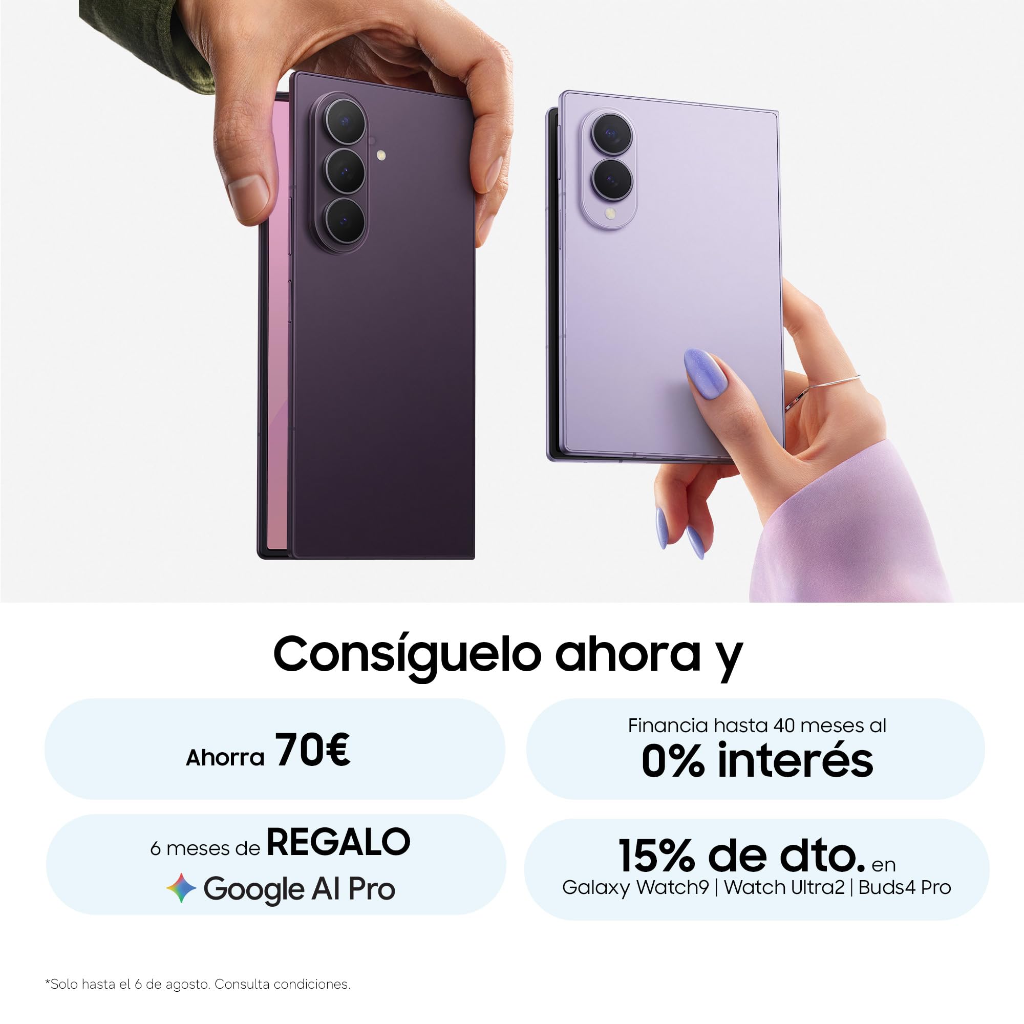 Samsung Galaxy Z Fold8, 256 GB, Teléfono Móvil, Lavanda | Smartphone Android con IA, Pantalla Idónea para Redes Sociales, Cámara Dual 50MP, Batería 4800mAh, Garantía 3 Años + 1 extra