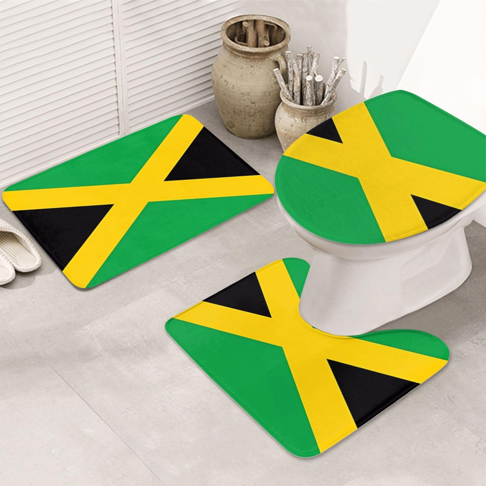 Tapis de bain antidérapant lot de 3 haute absorption avec contour WC sécurité salle de bain