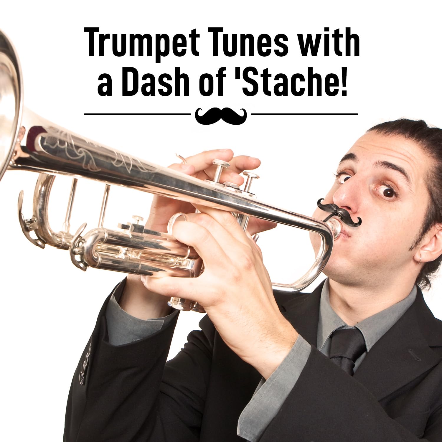 Clip-On Mustache For Trumpets & Trombones - Includes Protective Case - Fits All Small Shank Mouthpieces - Perfect Accessory For Young Musicians - Mouthpiece Not Included