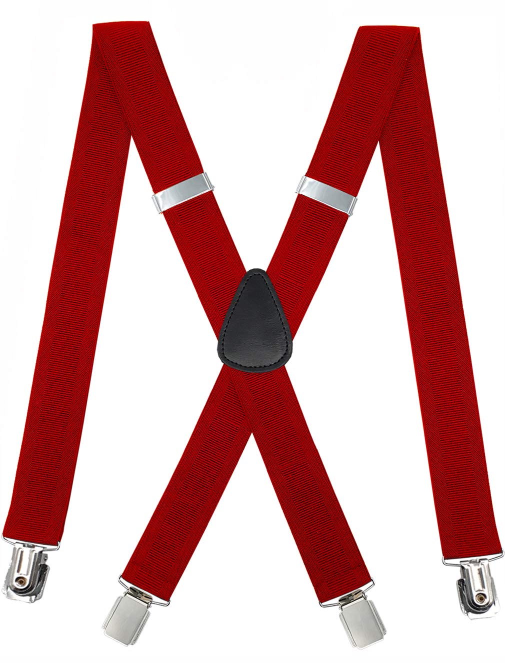 Suspenders for Men - Heavy Duty Strong Clips Adjustable Elastic X Back Braces Big and Tall Men's Suspenders - Red - X-Large