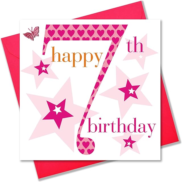 Claire Giles Ages Age 7 Girl Birthday Card, AGE07G, 16 x 1 x 16 cm