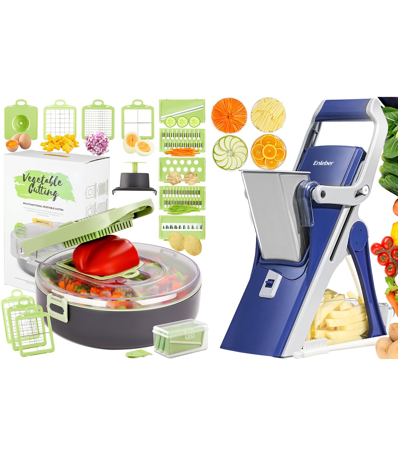 Vegetable Chopper Mandoline Slicer-Kitchen Onion Dicer Multi All-in-1 Veggie chopper with Container