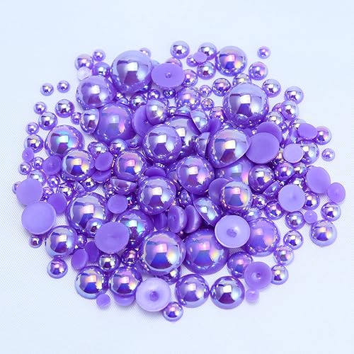Miniatura 3 de 1000 perlas planas de 0.157 in, 0.236 in, 0.315 in, 0.394 in, 0.472 in, 0.551 in, violeta, morado, AB medias perlas para manualidades, vasos,