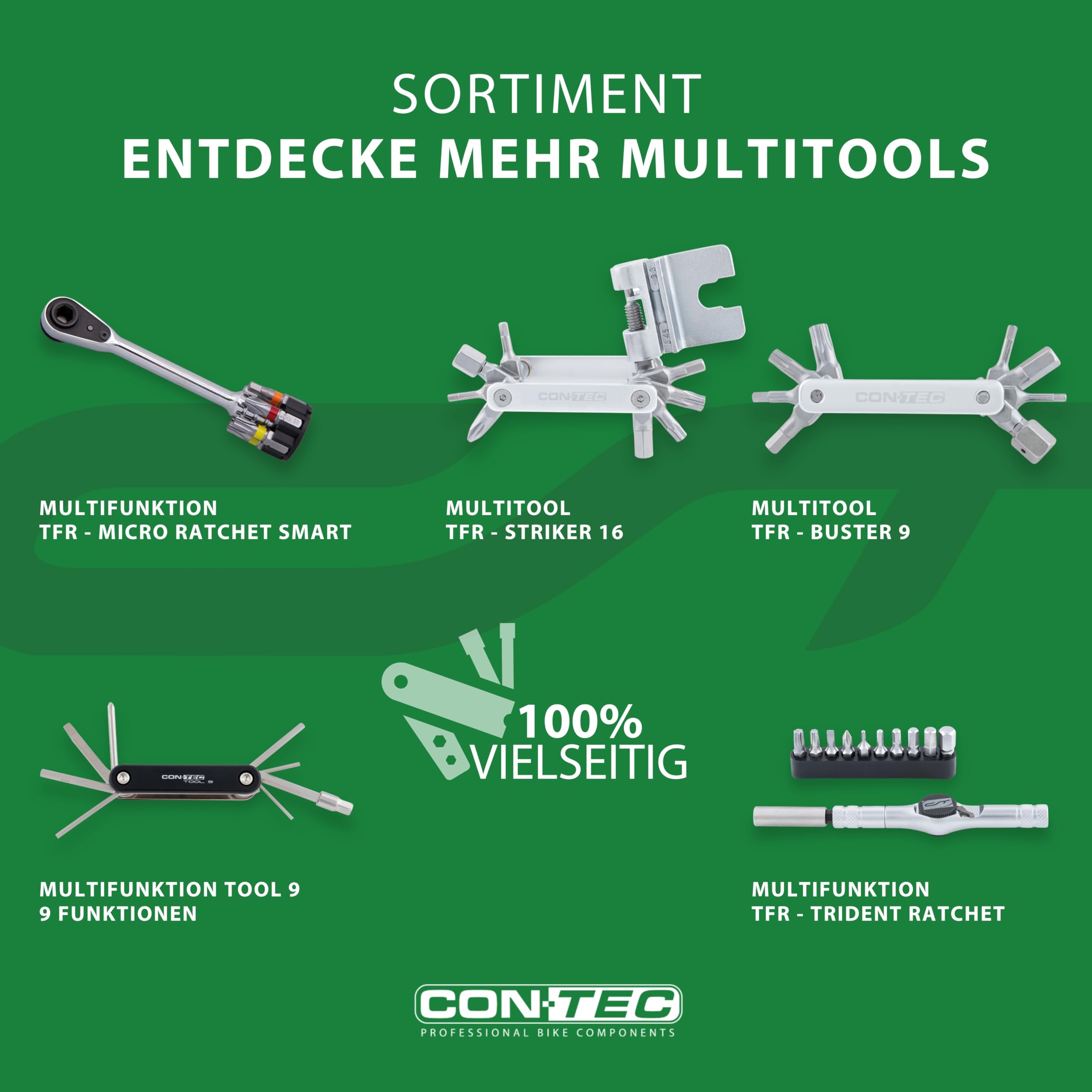 CONTEC Fahrrad-Multitool Pocket Gadget - F22 Stealth, 22 in 1, Multifunktionswerkzeug, Reparatur Set, Mini-Tool, Multi-Purpose, Innensechskant, leicht