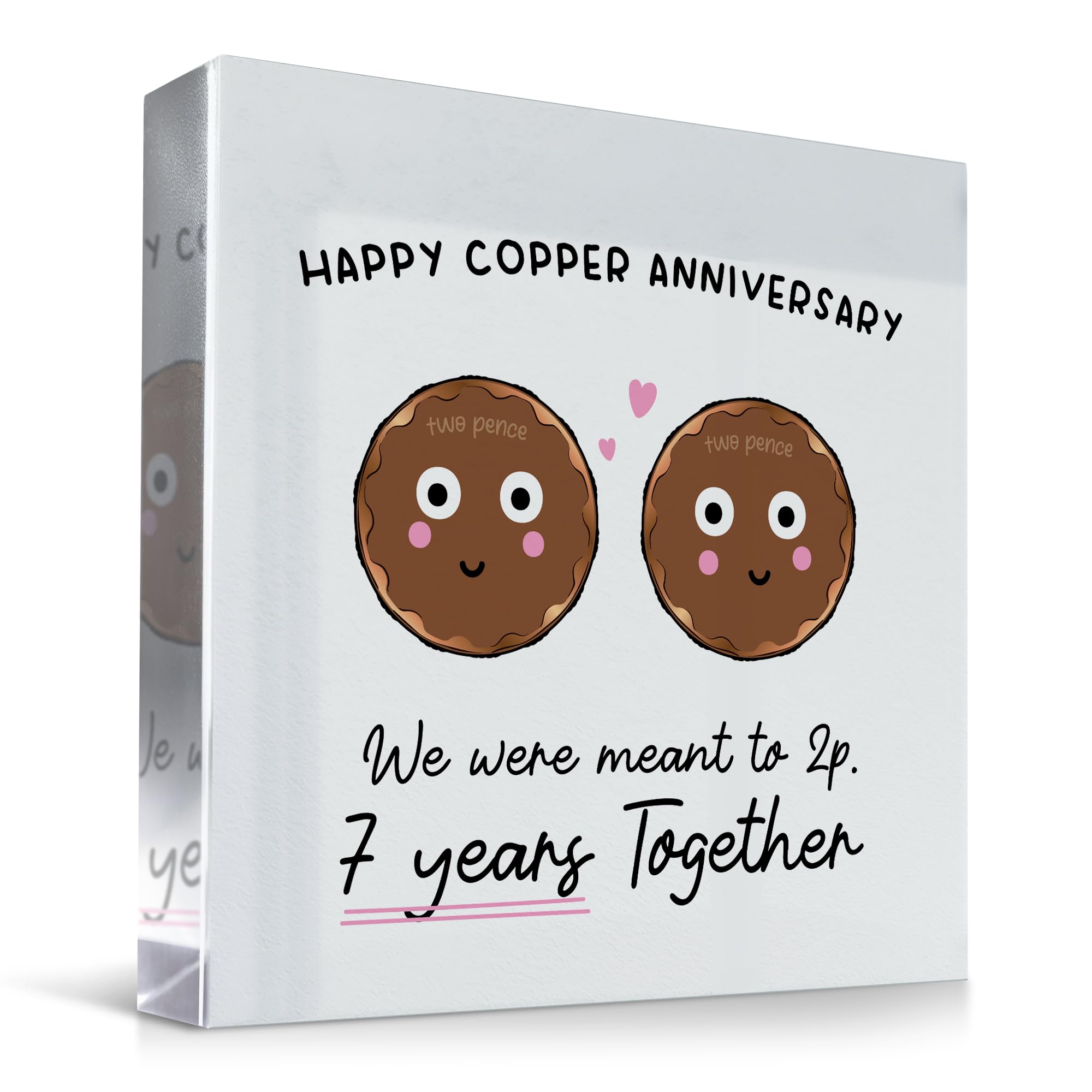 Red Ocean 7th Wedding Anniversary Acrylic Block Husband Wife For Him Her Copper Anniversary For Boyfriend Girlfriend Partner Novelty 7th Present