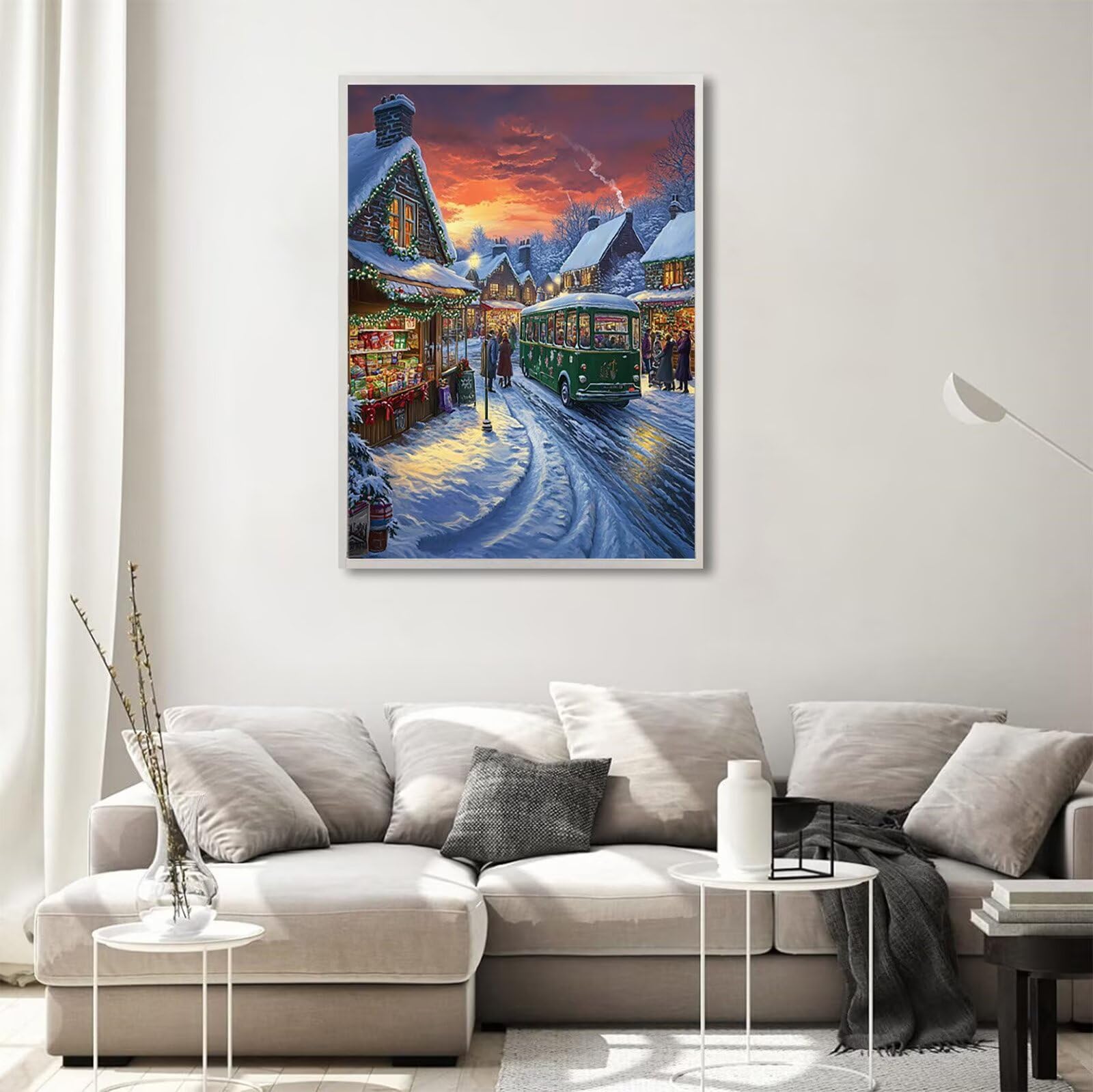 Diamond Painting Erwachsene Winter 5D Diamond Painting Landschaft Muster DIY Set Erwachsene Anfänger Vollbohrer Diamanten Malerei Stickerei Bastelset für Zimmer Wand Deko Schlafzimmer 60x90cm,Model641