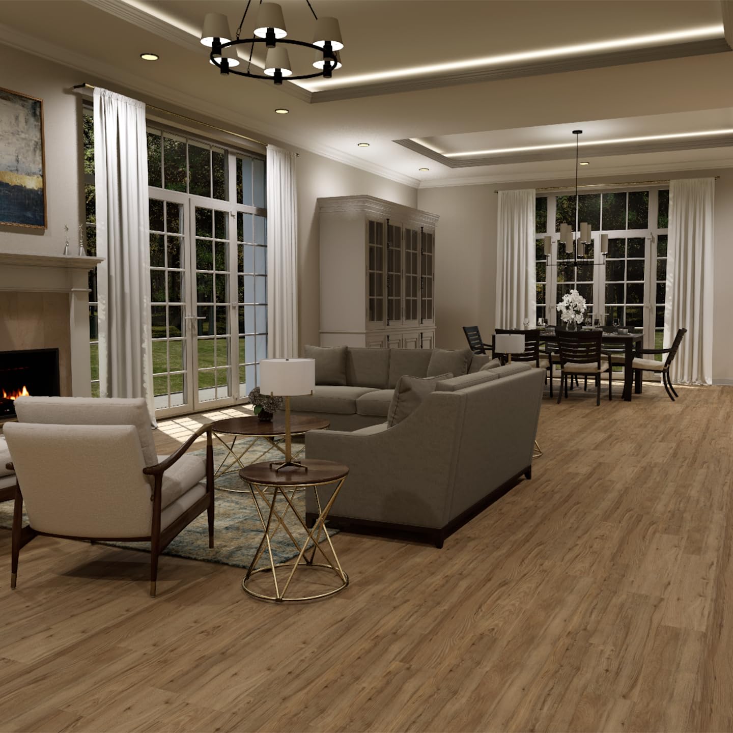 allure 6" x 36" x 3mm, 6mil vinyl peel and stick flooring, tea ground wood, embossed, water-resistant, 1 box, 24 planks/box, 36 sqft/box tea ground wood case
