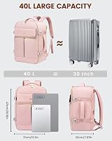 LOVEVOOK 40L Utazási Hátizsák Női Férfi Vízálló Laptop Hátizsák Repülőgép Fedélzeti Poggyász Rózsaszín 3