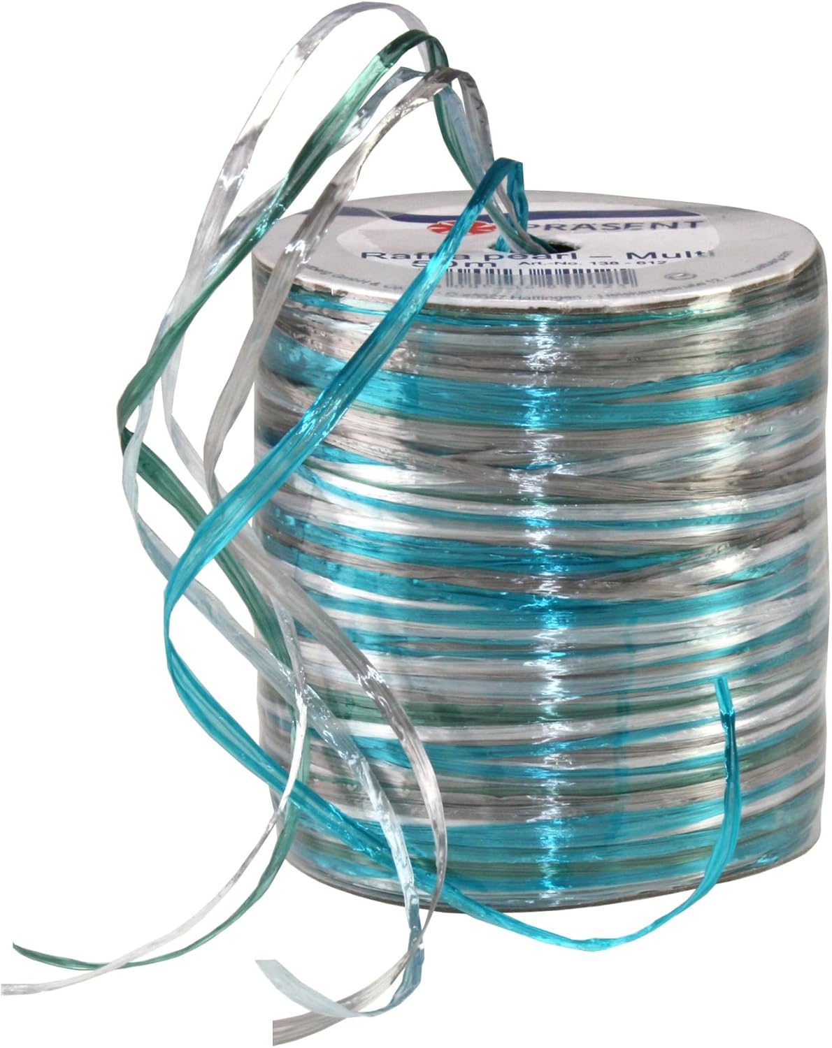 Prasent 50 m Rayon Raffia Bast Ribbon, Red/Multi-Colour