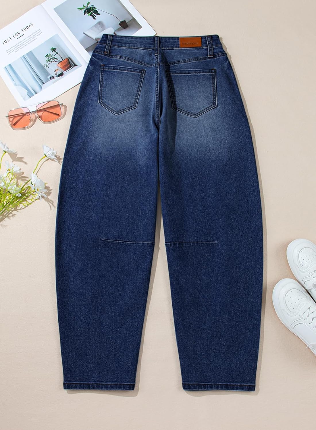 Sidefeel Women's Barrel Jeans Wide Leg Vintage Mid Rise Y2k Baggy Boyfriend Ankle Denim Pants - Image 7