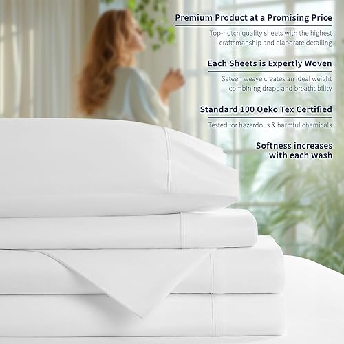 Miniatura 7 de Juego de sábana para cama Shilucheng de microfibra y 1800hilos egipcios. Sábanas super suaves con bolsillos profundos de 16 pulgadas,