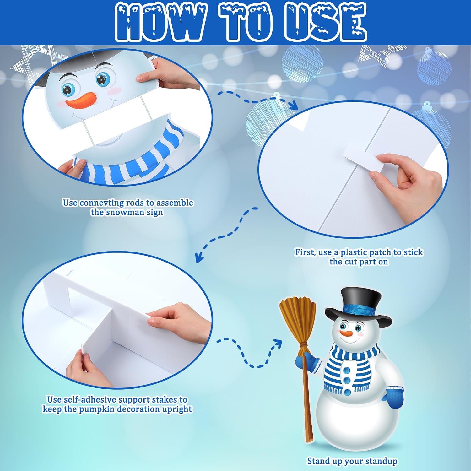 DoubleFill 3 ft Snowman Cardboard Cutout Standup Winter Wonderland Decorations Large Snowman Stand up Frozen Party Cutouts Photo Booth Prop for Indoor Outdoor Yard Home Xmas Party