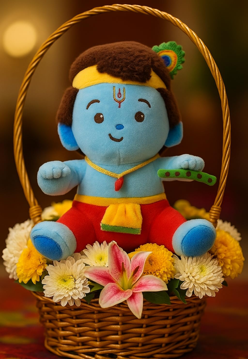 MODI TOYS Baby Krishna (11 inch) Mantra Singing Stuffed Plush Toy | Ideal for Newborns, Infants, Toddlers, Grandparents | Best for Diwali, Baby Shower, Birthday | Teddy Bear Panda Elephant