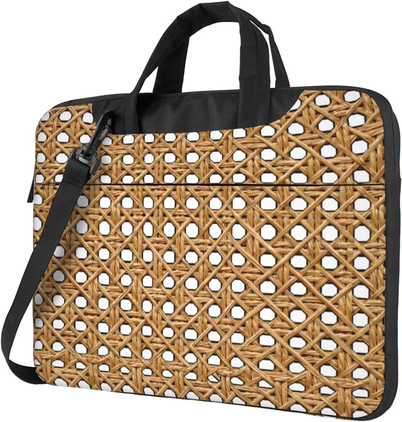 Rattan Weave Texture Geometric Grid Laptop Bag