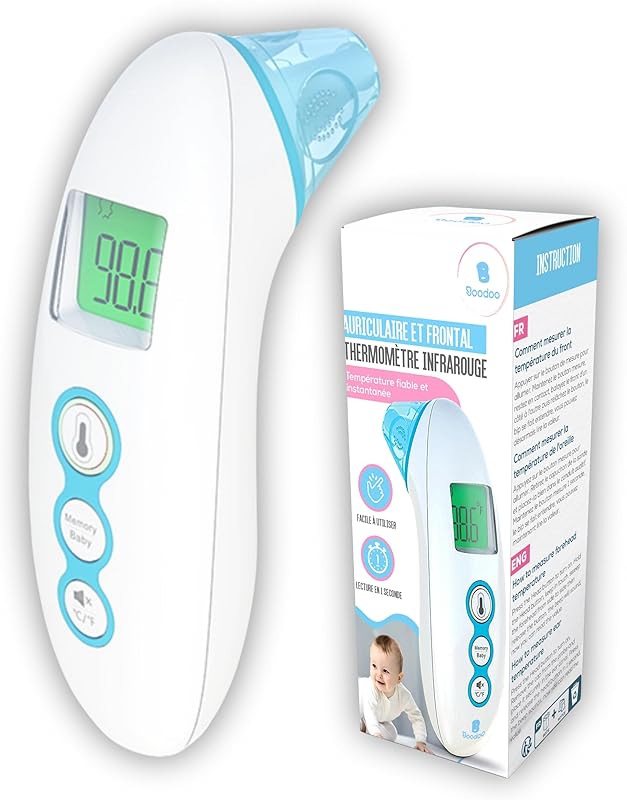 Thermomètre Infrarouge Auriculaire et Frontal: Contrôle de Température Facile et précise pour Adulte