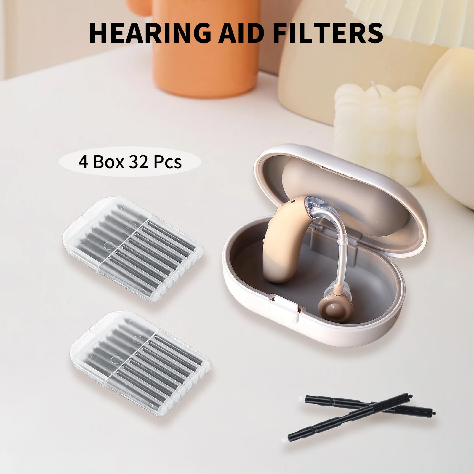 Filtros de cera para audífonos, accesorio de herramienta de limpieza para audífonos con filtro protector de cera Phonak, Widex y resound (32 piezas de 1,3 mm)