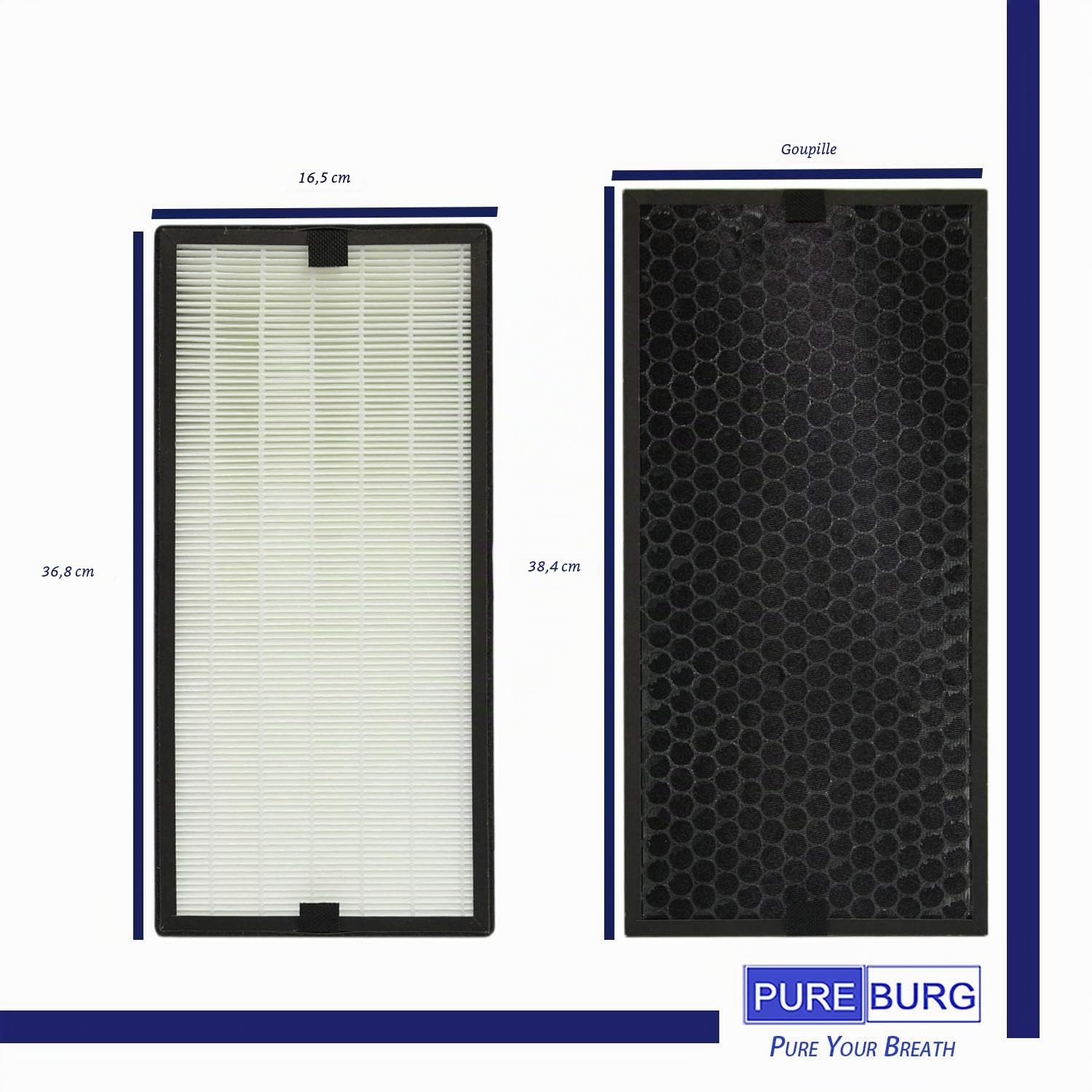 PUREBURG Filtre HEPA de rechange + filtre à charbon actif compatible avec le purificateur d'air pur Rowenta PU40XX Series PU4010 PU4015 PU4020 PU4025