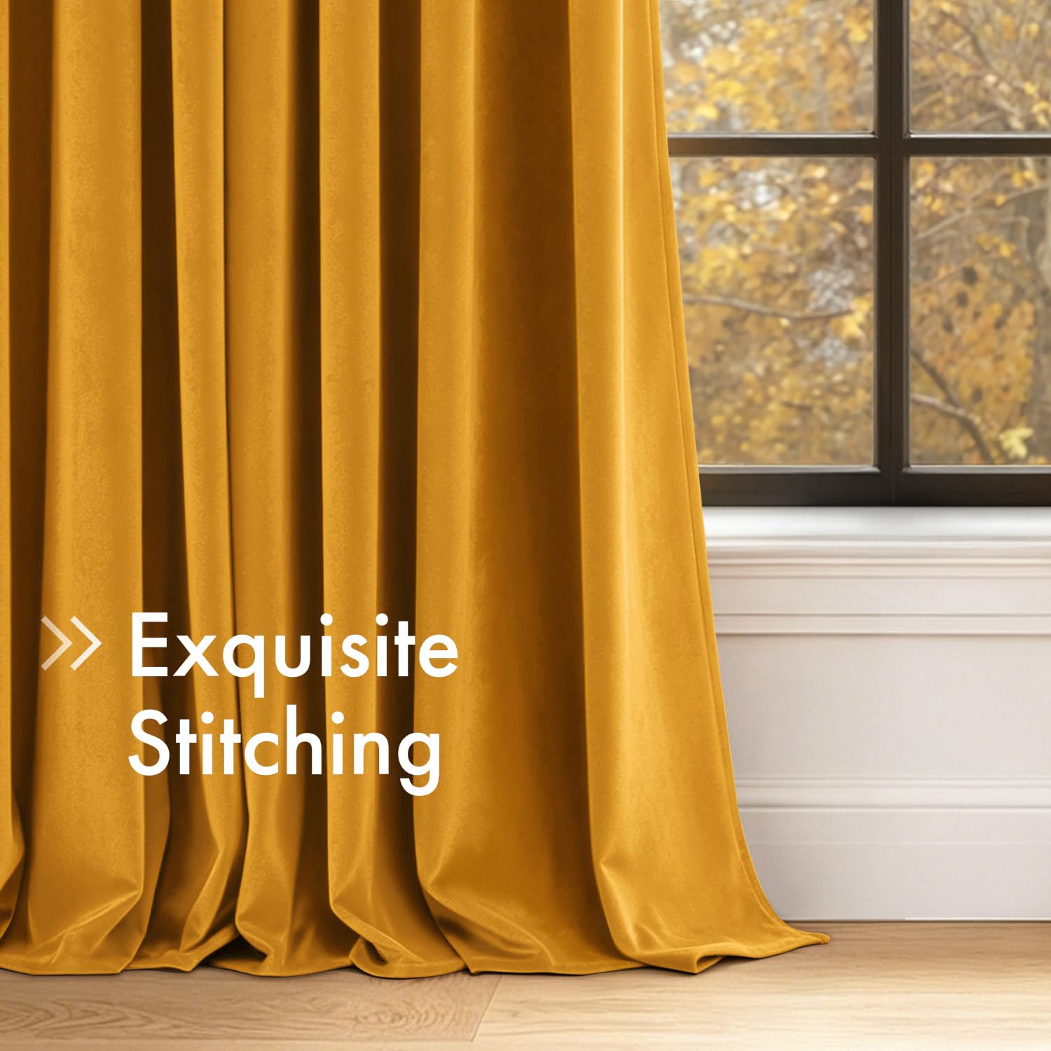 EMEMA Samtvorhänge mit Ösen 2er Senfgelb Verdunklungsvorhänge H300xB140cm | Samtvorhänge mit Ösen Gardinen Deko Wohnzimmer Weich Verdunkelung Curtains Thermovorhang Schalldämmend Schlafzimmer Gardinen
