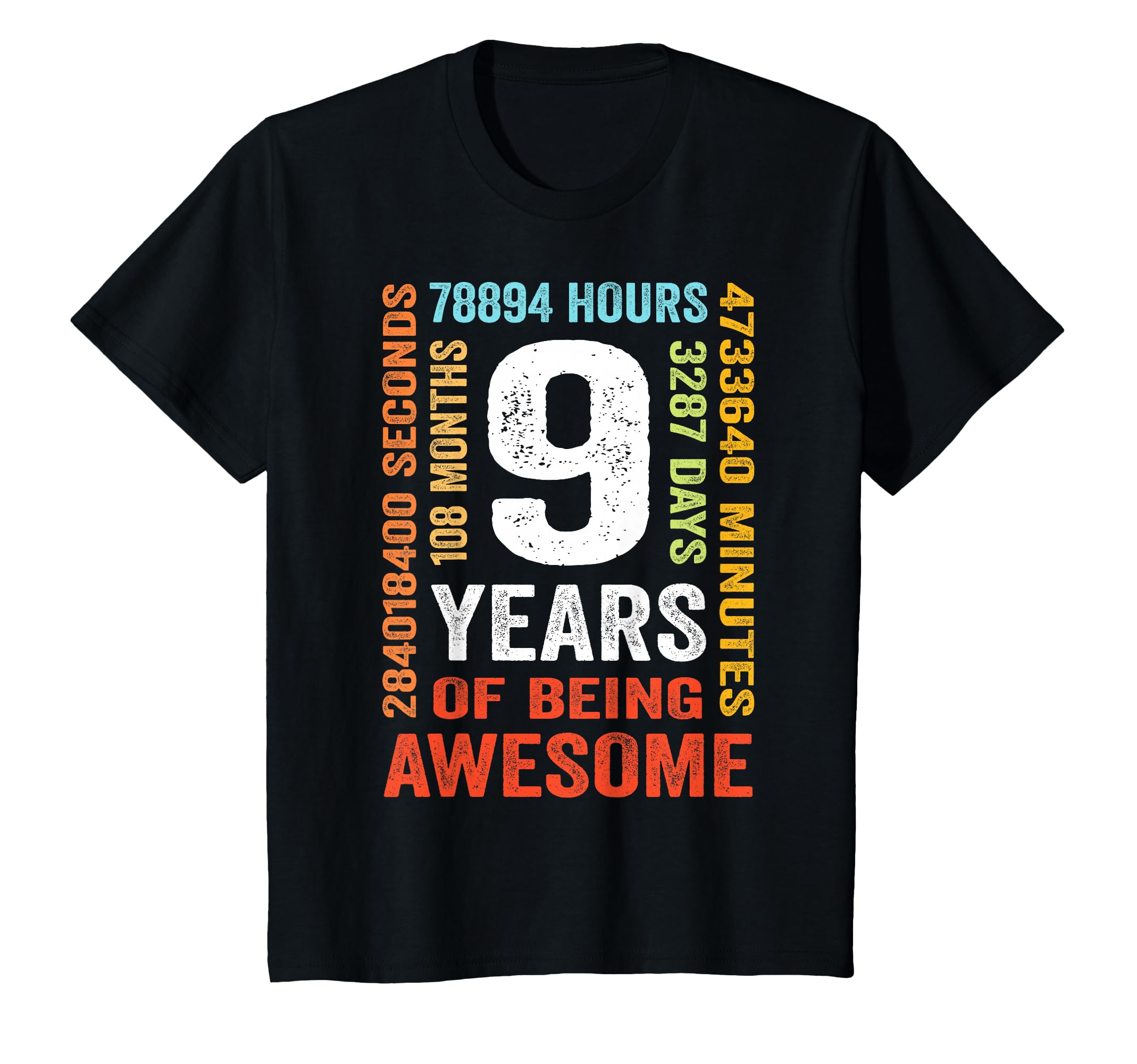 9th Birthday 9 Years Old Vintage Retro 108 Months T-Shirt