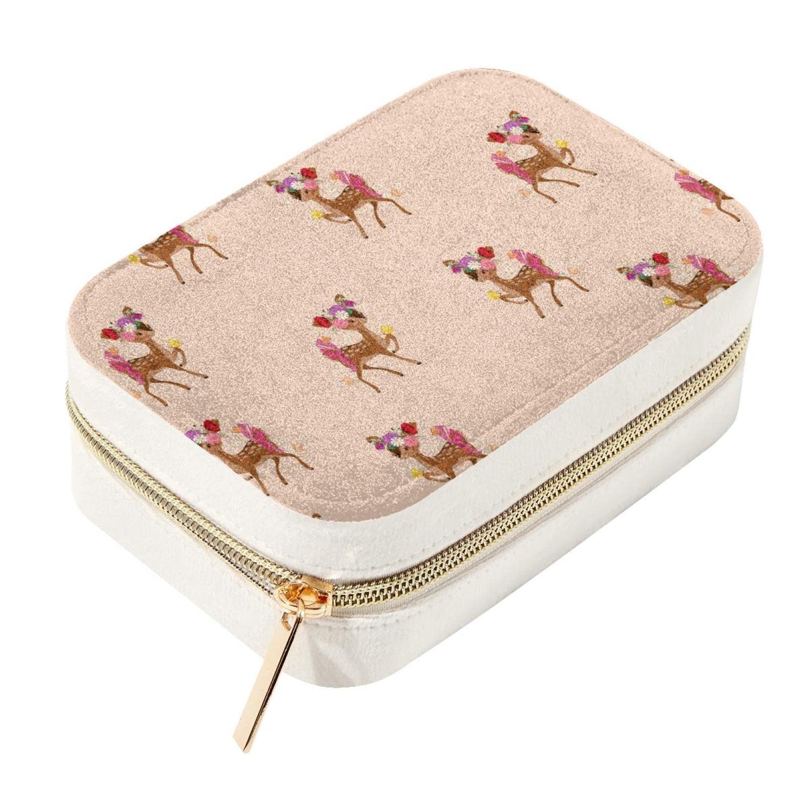 Boîte à bijoux de voyage cerf et fleur cadeau idéal pour fille