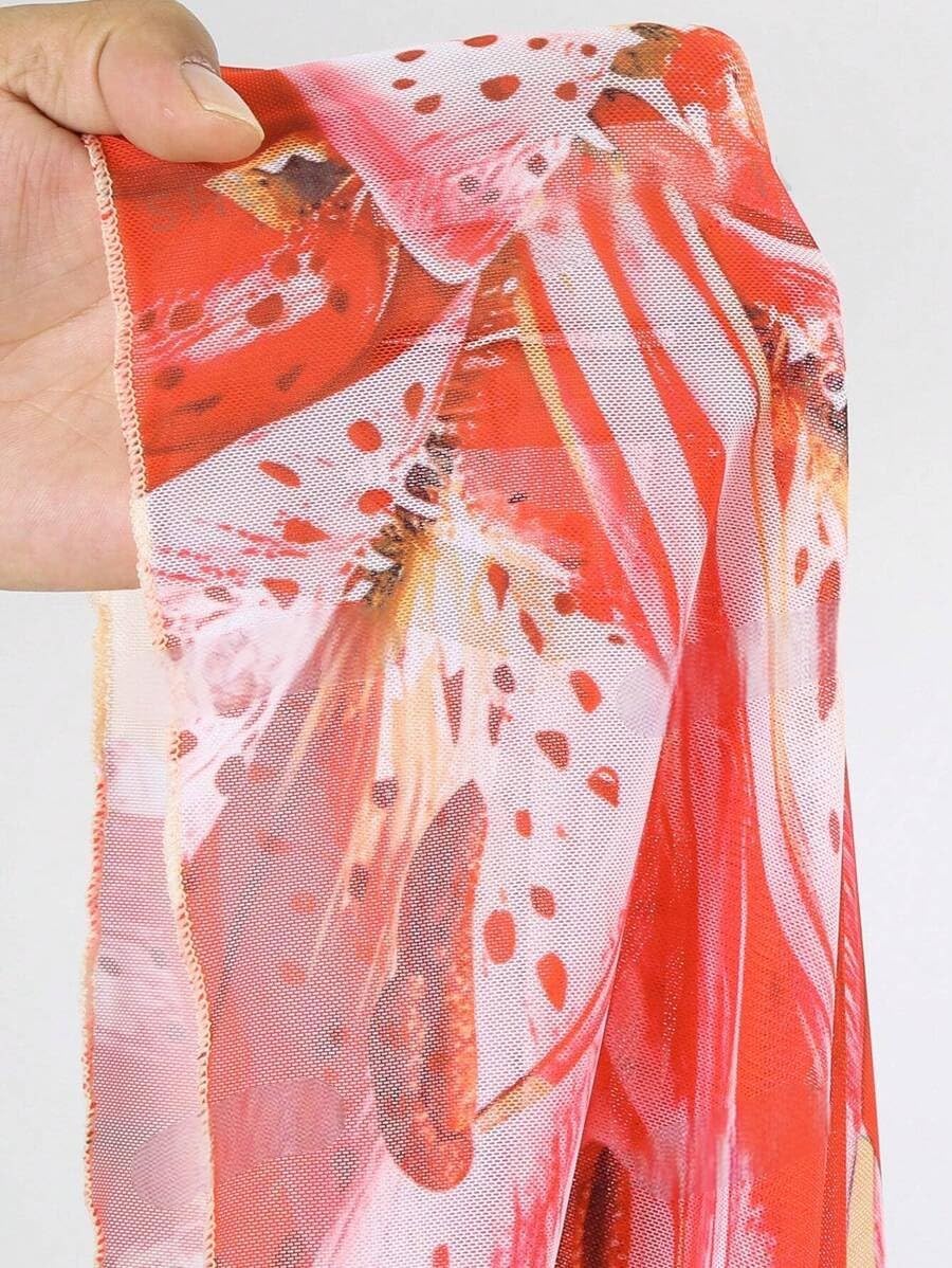 ZAFUL Conjunto de bikini para mujer, 3 piezas, diseño de flores tropicales, parte superior de bikini triangular, parte superior de bikini, parte inferior de bikini con vestido largo de playa