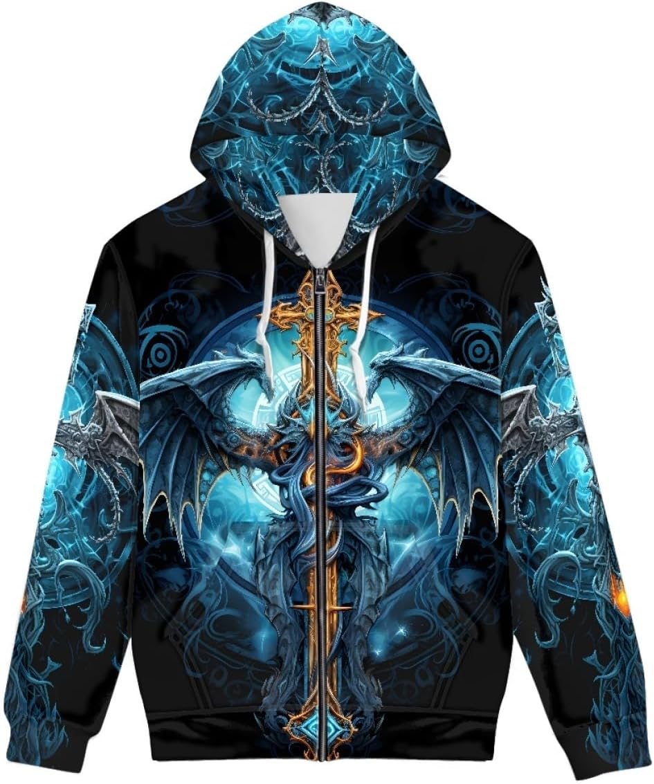 Unisex 3D Galaxy Wolf Print Graphic Hoodies Pullover Zip Up Hoodie Sweatshirts