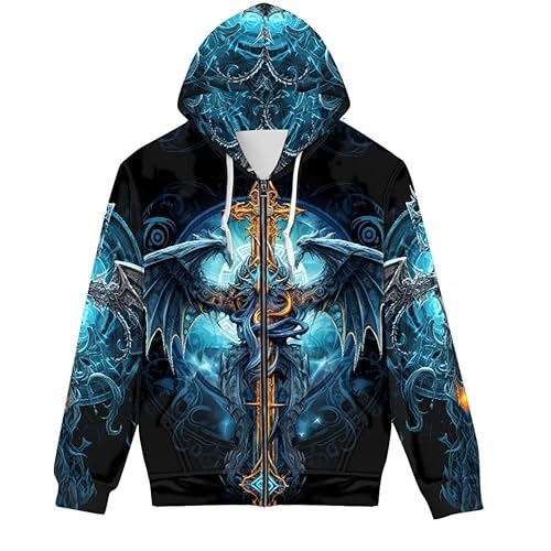 Unisex 3D Galaxy Wolf Print Graphic Hoodies Pullover Zip Up