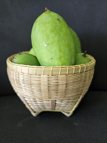 Miniatura 7 de Cesta de cosecha de frutas de bambú natural pequeñas cestas de cocina hechas a mano OTOP Tailandia para cestas de pan, frutas y verduras, soporte