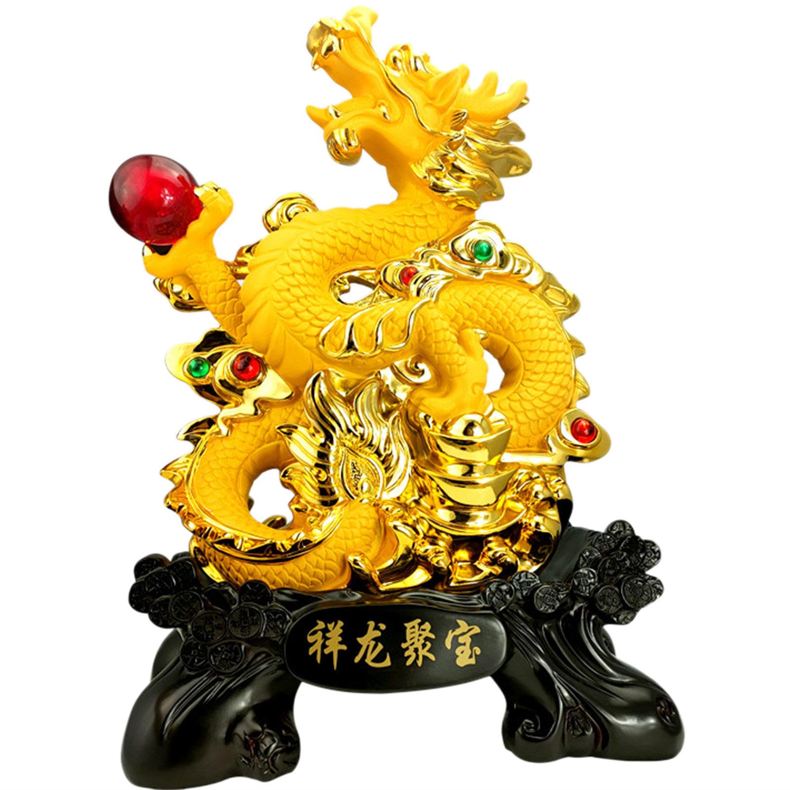 Estatuas, Estatua de dragón 17,7" Alto, Figura del zodíaco Chino Feng Shui(B)