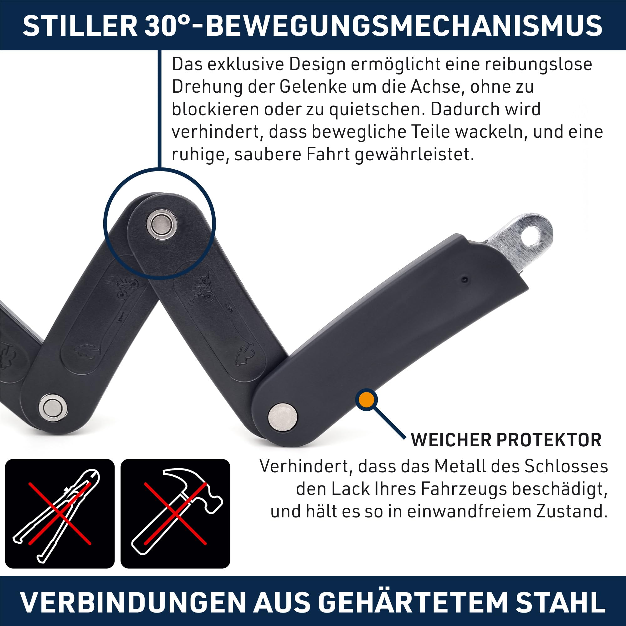 URBAN UR469Y Faltschloss Fahrrad, Sichtbar, 70cm Kompakter, Leichterer Transport ohne Lärm, Kratzschutz, Hohe Sicherheit Fahrradschloss mit Schlüssel, Mehrzweck für Fahrrad und e Scooter Schloss