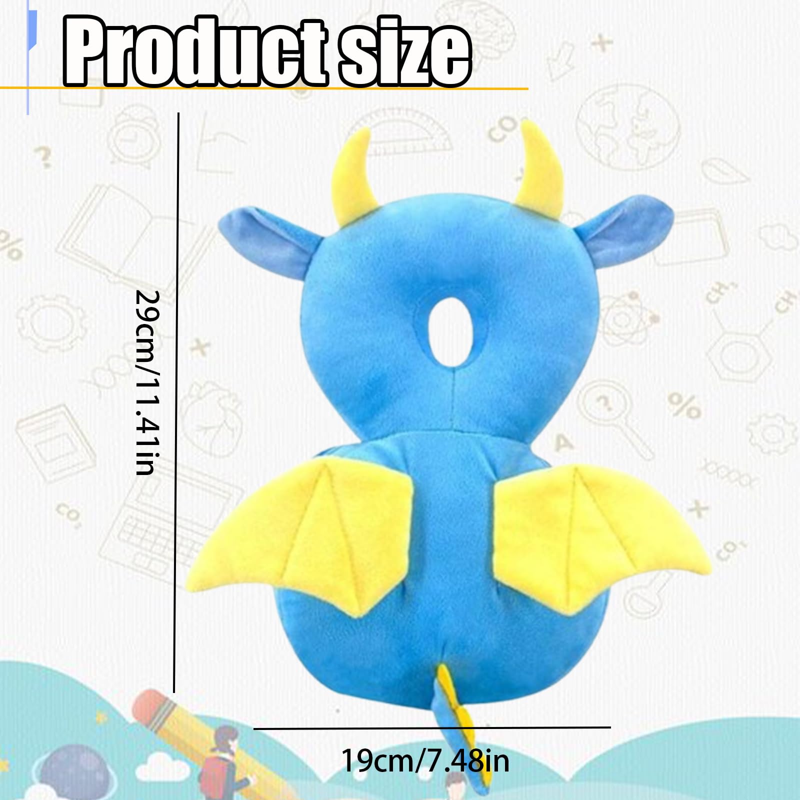Cojin Antivuelco Bebe Protector Cabeza Bebe Dragón Anti Caídas Almohada Protección Cojín Protector Seguridad Ajustable para la Cabeza para Que los Bebés se Arrastren y Caminen