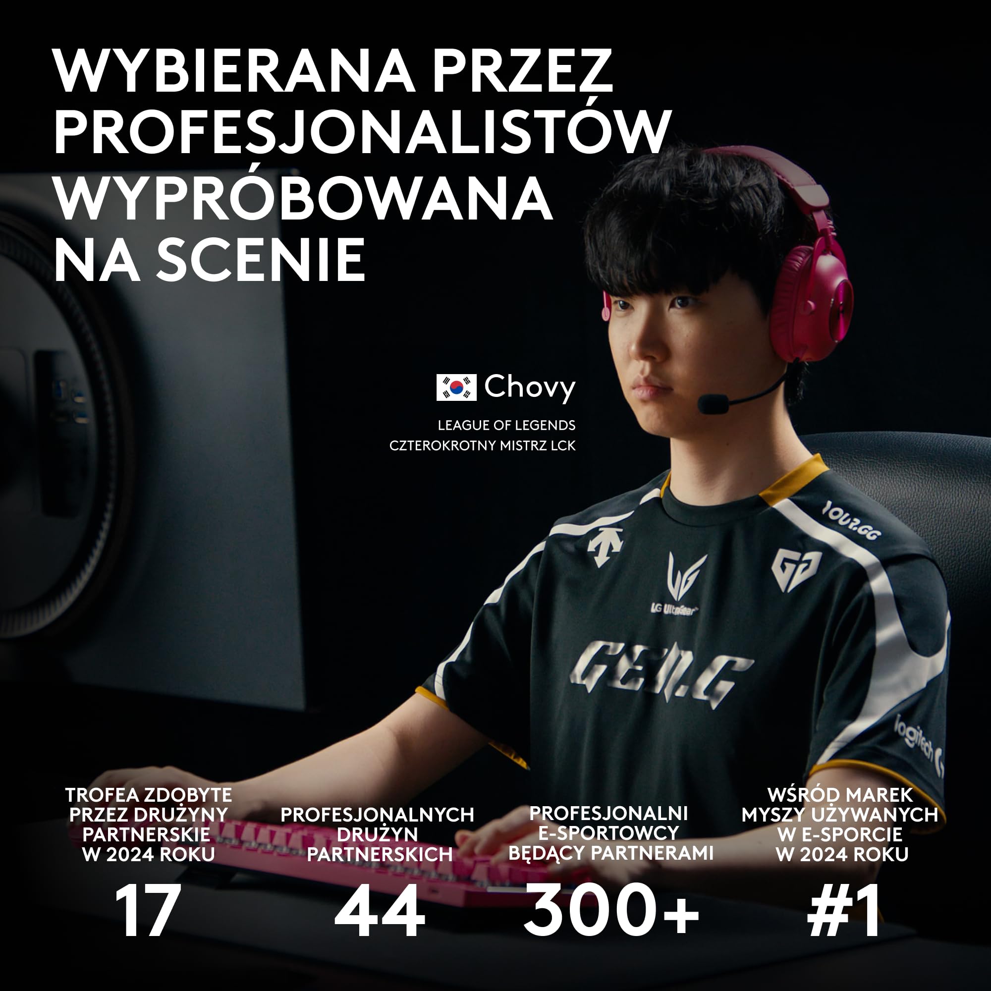 Bezprzewodowa mysz do gier PRO 2 LIGHTSPEED, do 4 konfigurowalnych i przełączanych magnetycznych przycisków bocznych, ładowanie przez USB-C, czujnik 32k DPI do komputerów PC/Mac