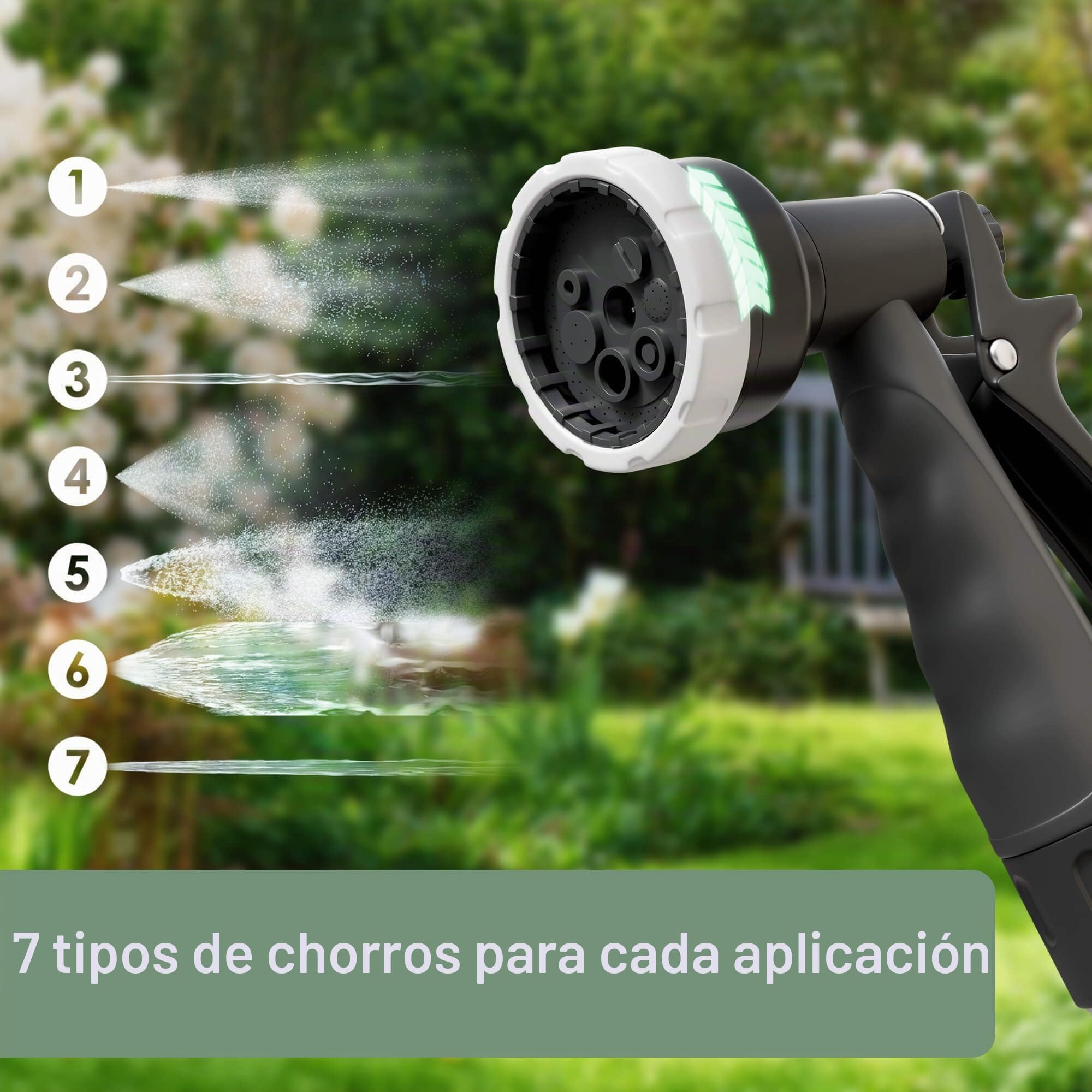 Arebos Enrollador de Manguera 25 m Automático | Carrete de Manguera con Soporte de Pared | Manguera Multicapa | Giratorio 180° | Función de Bloqueo | 7 Modos de Riego