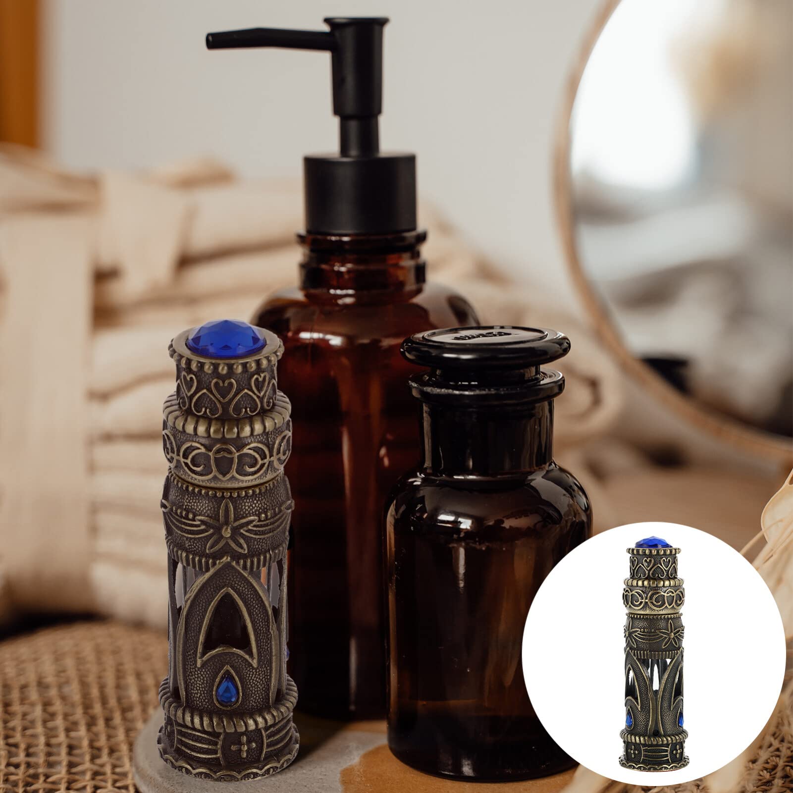 FRCOLOR Dubai Parfümflasche Vintage - 6 Ml Leere Glasflasche Mit Legierungsdesign