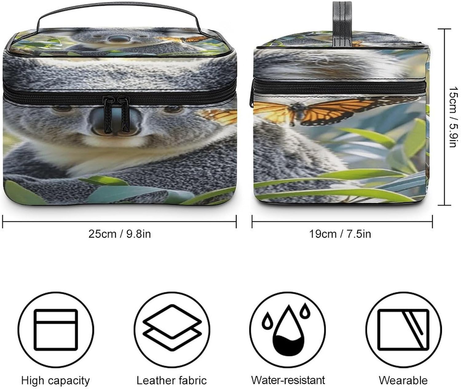 Koala And Butterfly Travel Makeup Bag Cosmetic Bag Toiletry Bags image 2