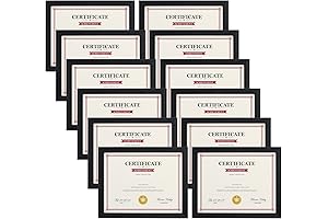 Giftgarden 8.5x11 Black Picture Frames for Certificates and Diplomas; Includes 12 Frames