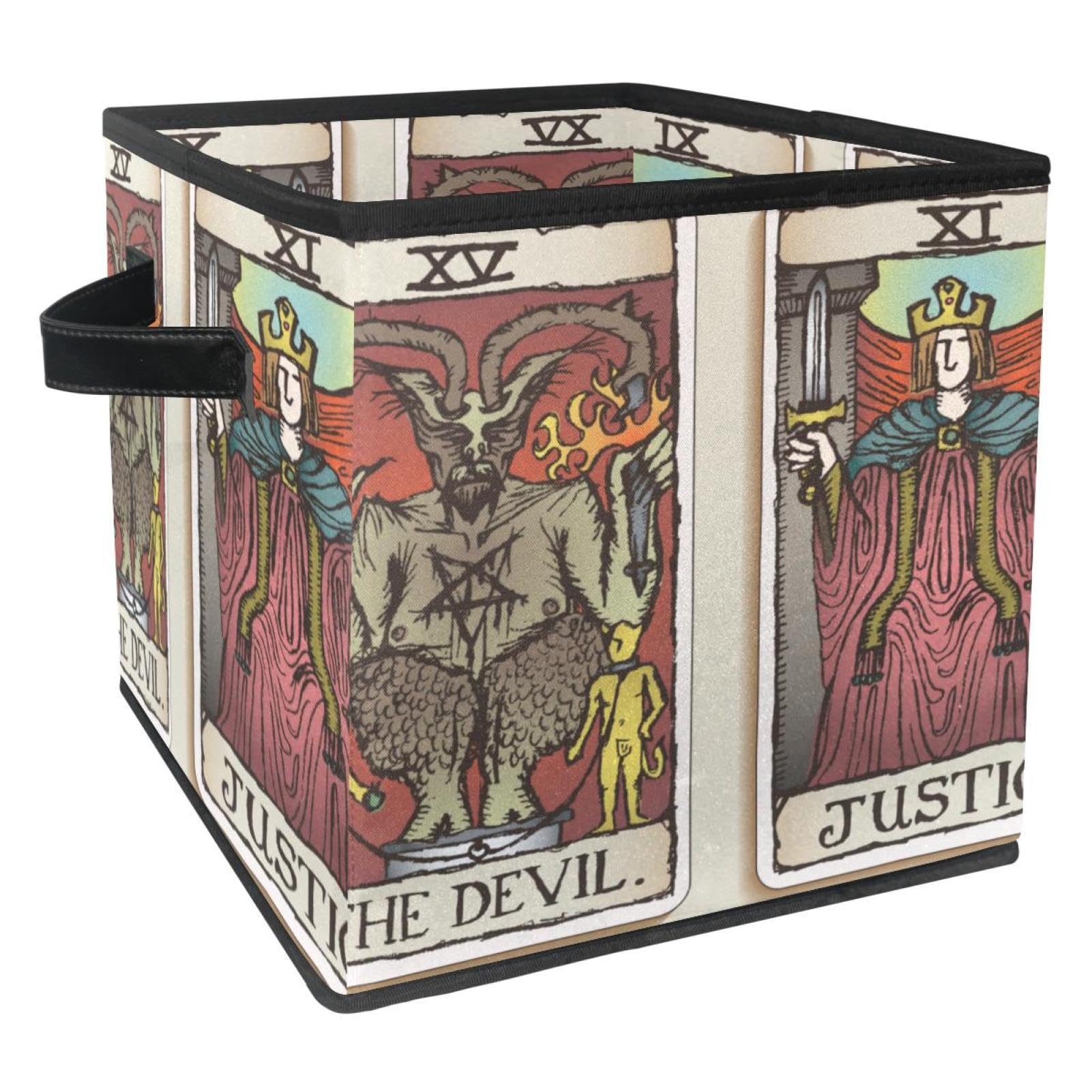 Boîte de rangement pliable cube Tarot Card 4 en tissu avec poignées pour placard