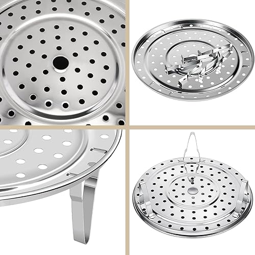 Miniatura 3 de Estante de vapor para cocinar, estante de vapor de acero inoxidable 188, bandeja de vapor de 8.7 pulgadas con patas extraíbles para vaporizador,