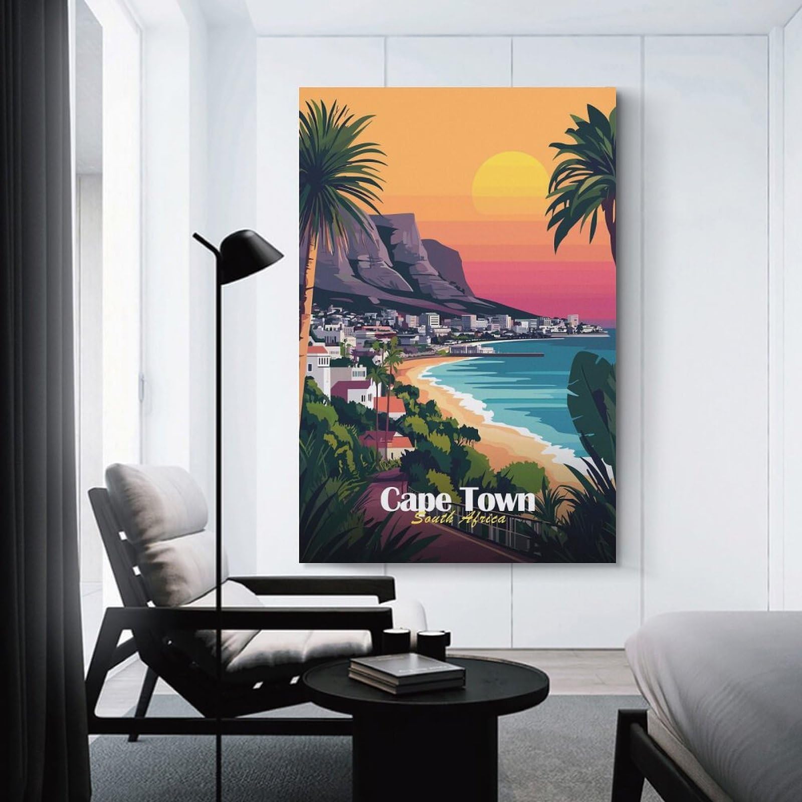 Junmoney Cape Town Sunset Decorative Canvas Print, 08x12inch(20x30cm), for Gallery Wall Decor And Room Displays, Wall Decor Suited to Curated Displays