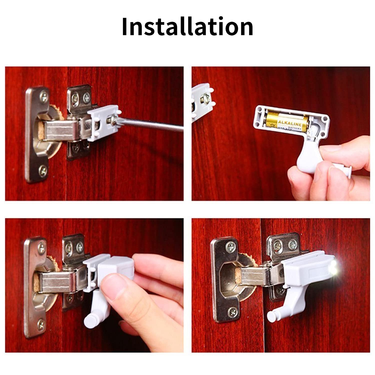 Luces LED para Clóset, 10 Piezas Iluminación para Debajo del Gabinete Luz de Bisagra Universal Inalámbrica con Sensor Inteligente Cálido/frío Gabinete Universal Armario(blanco frío)